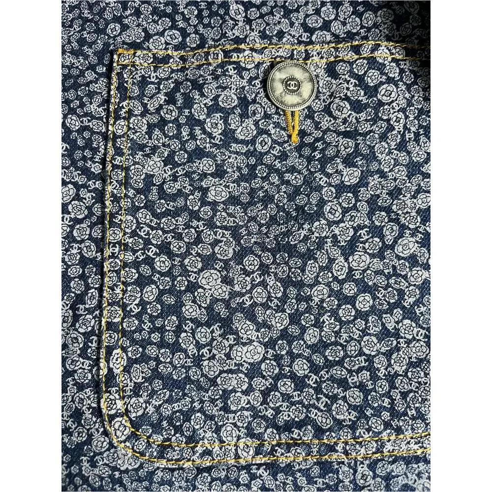 CHANEL Camellia CC Floral Denim Jean Jacket Oversized Bomber Size 34 Women’s 2